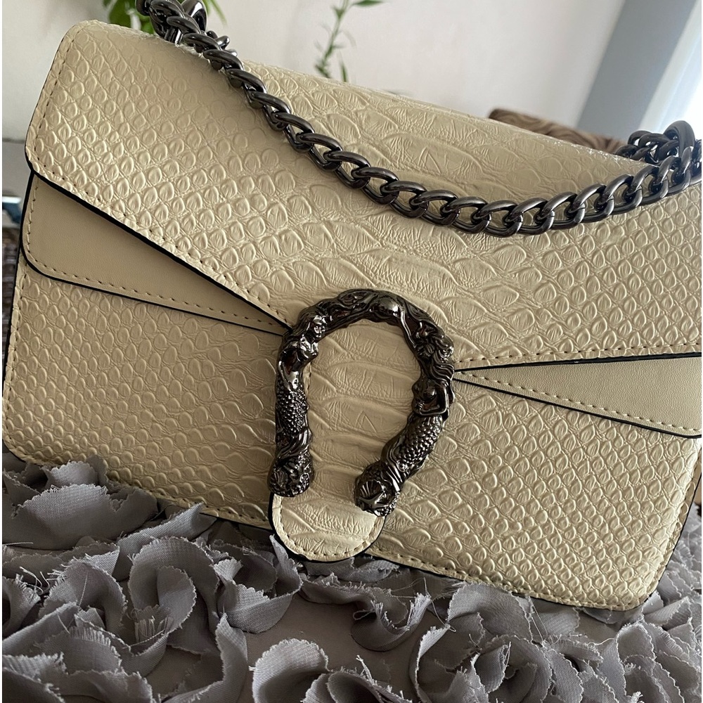 Crocodile print ivory purse